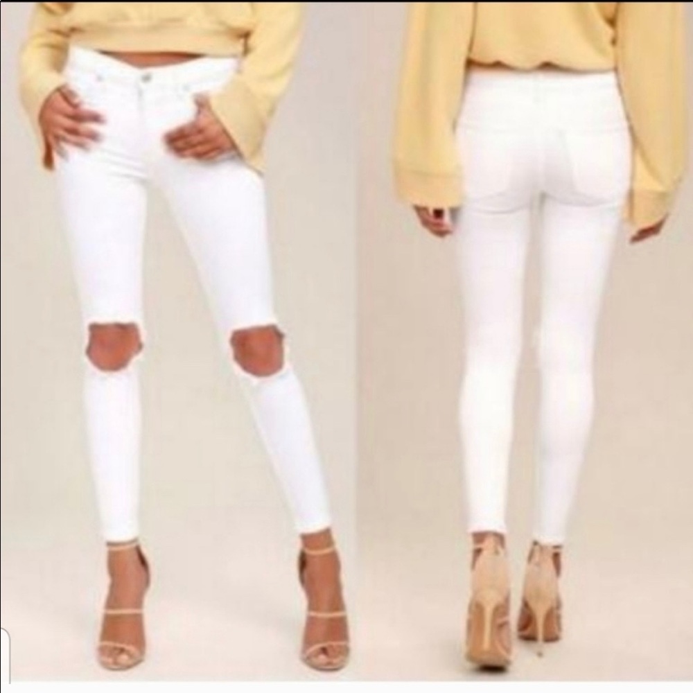 free people white busted knee jeans